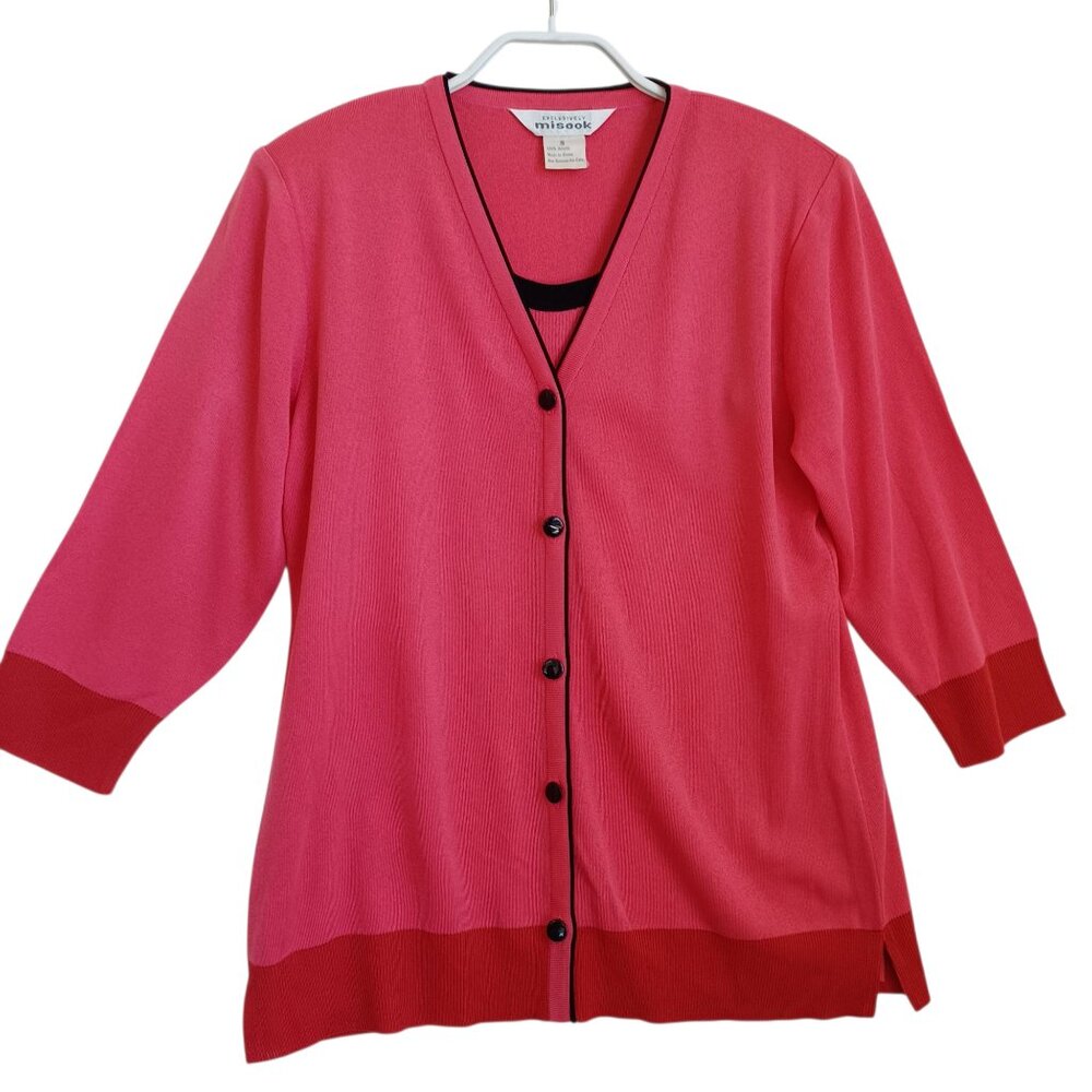 Misook Sweater Set Twin Set Knit Cardigan and Tank Womens Small - Picture 1 of 16
